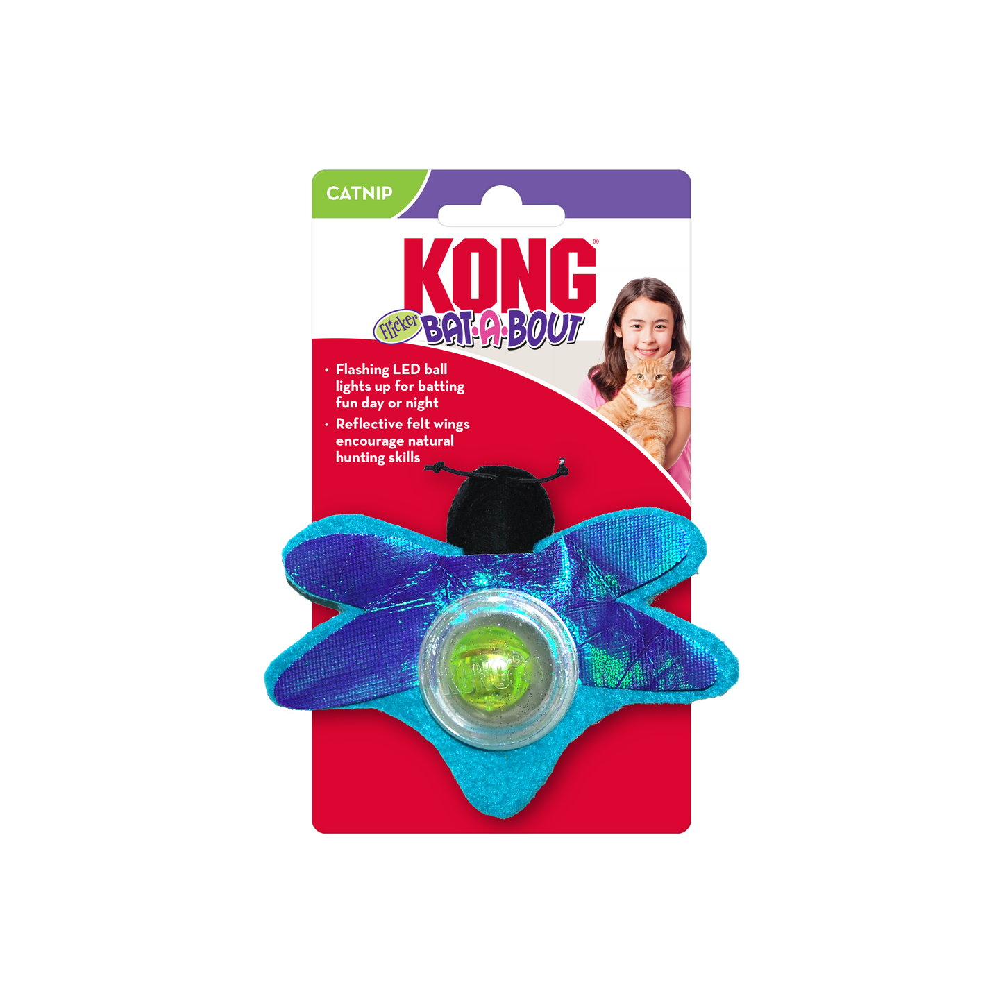 KONG Bafa-Bout interactive LED cat toy with flashing lights and reflective design for playful feline fun