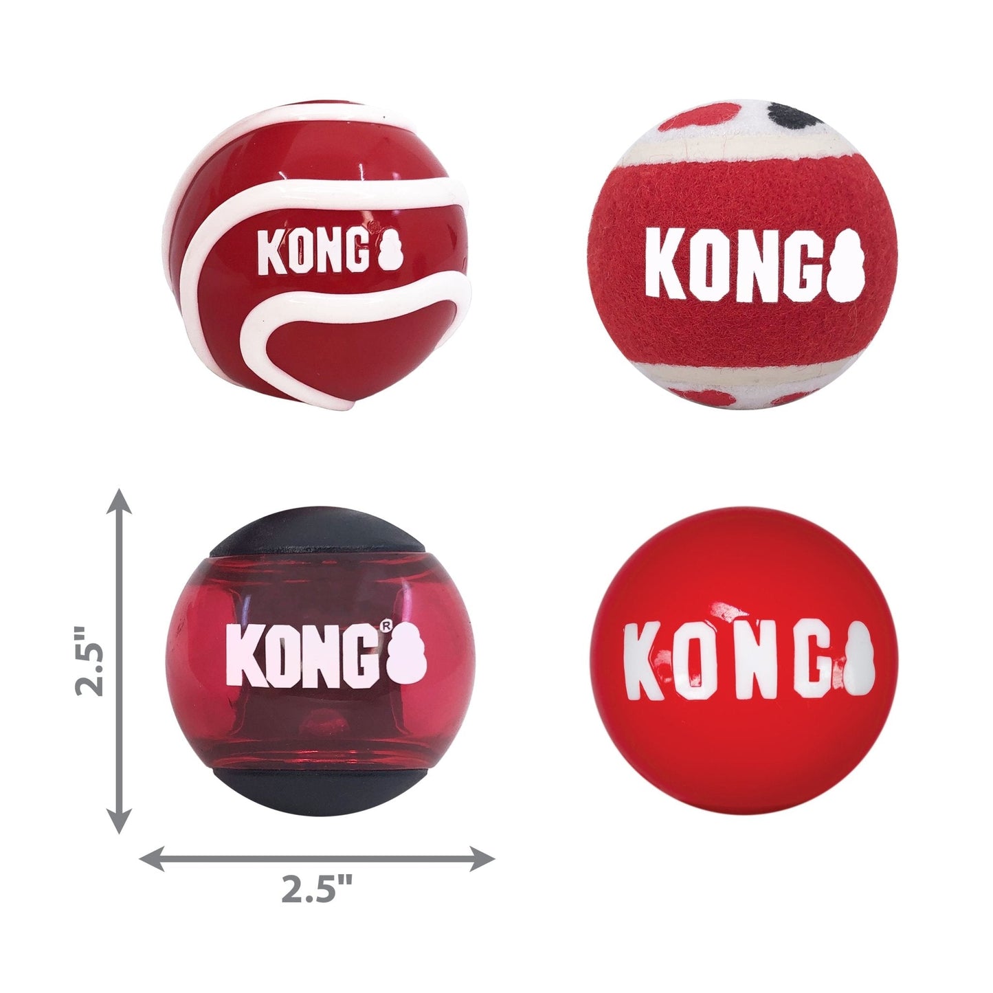 KONG Signature Fetch toy Balls, Multi-Pack | Purrfect Pet