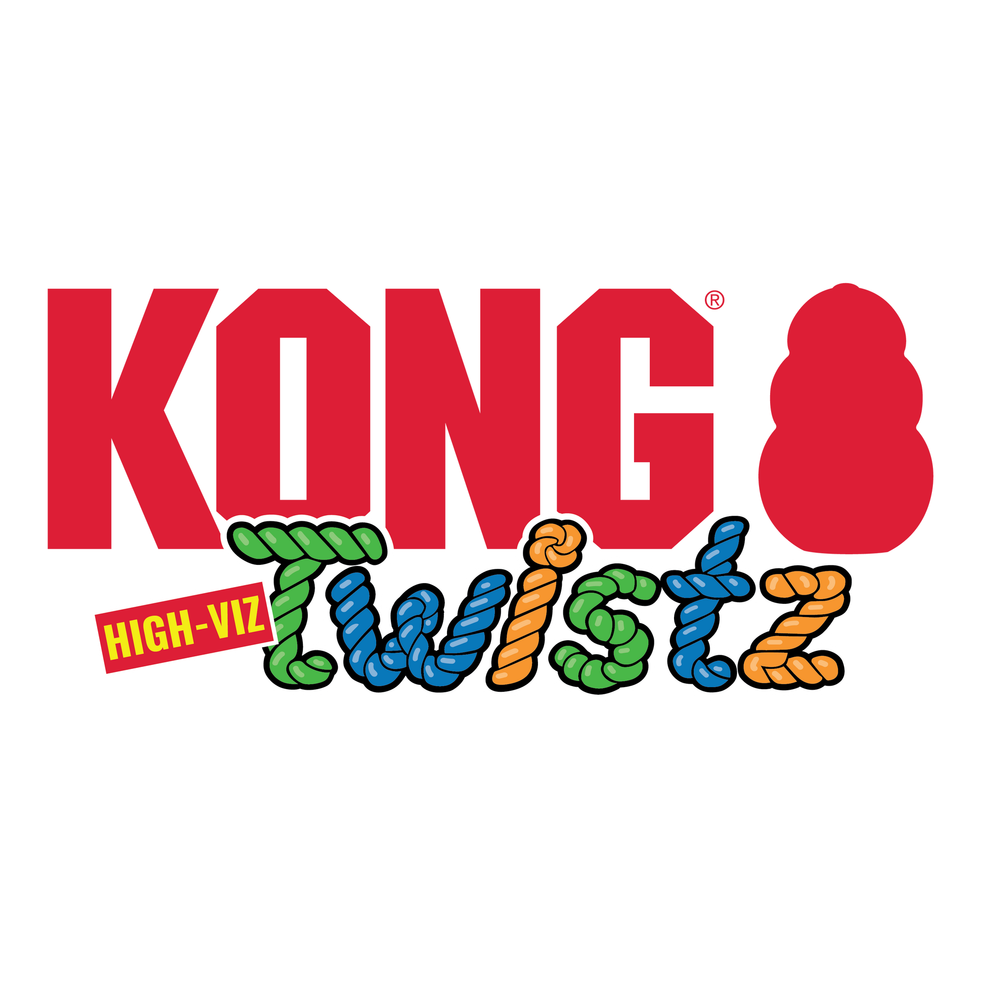 KONG Twistz high-viz dog ball in bright colors for enhanced visibility during playtime