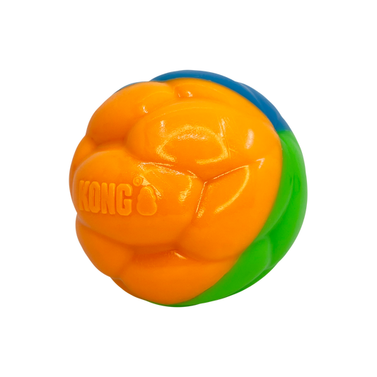 KONG Twistz high-viz dog ball designed for playful fun with vibrant colors and durable material
