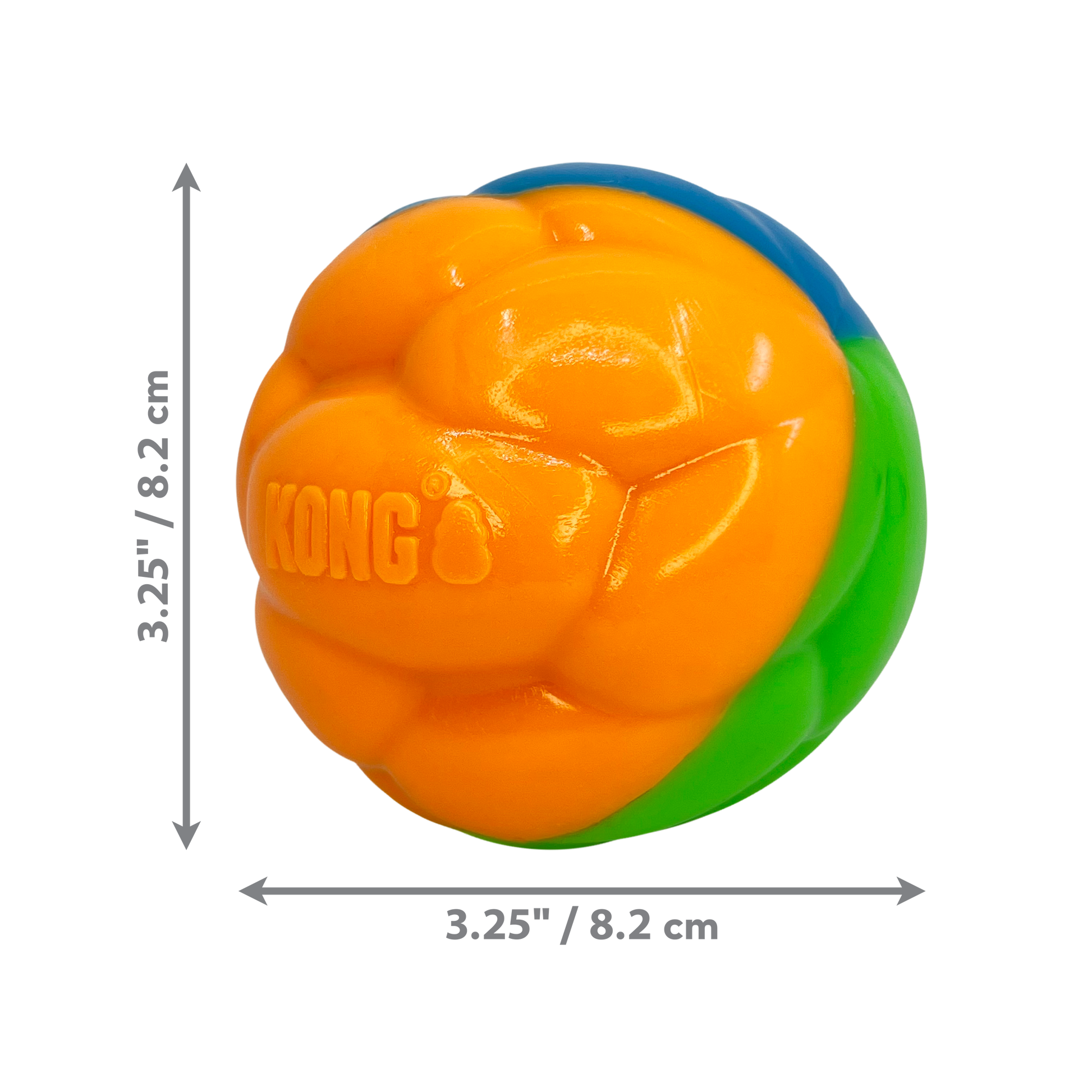 KONG Twistz high-viz dog ball in bright colors for enhanced visibility during playtime