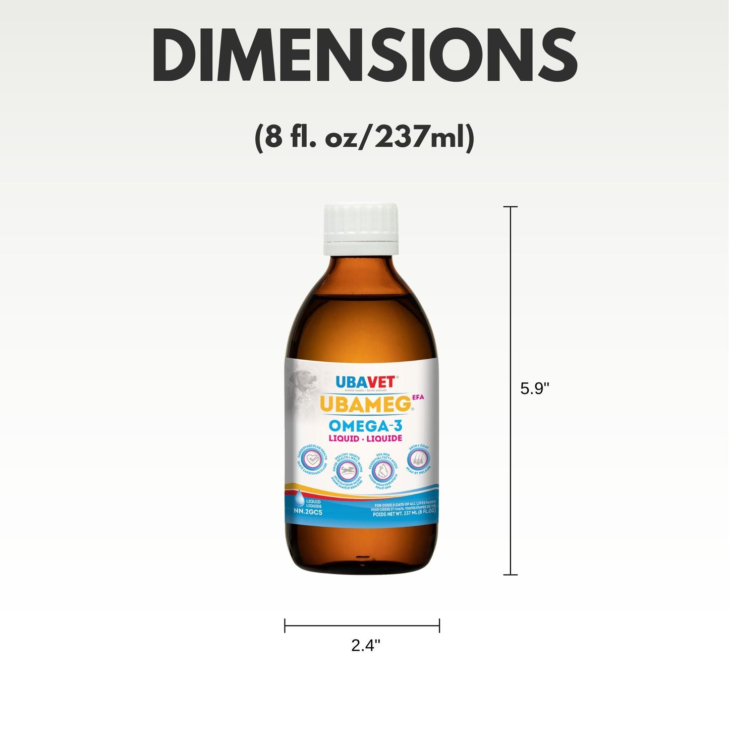 UBAVET Ubameg Omega-3 Fatty Acid Liquid for Dogs & Cats –  (8 fl oz / 237ml) - Purrfect Pet Kingdom