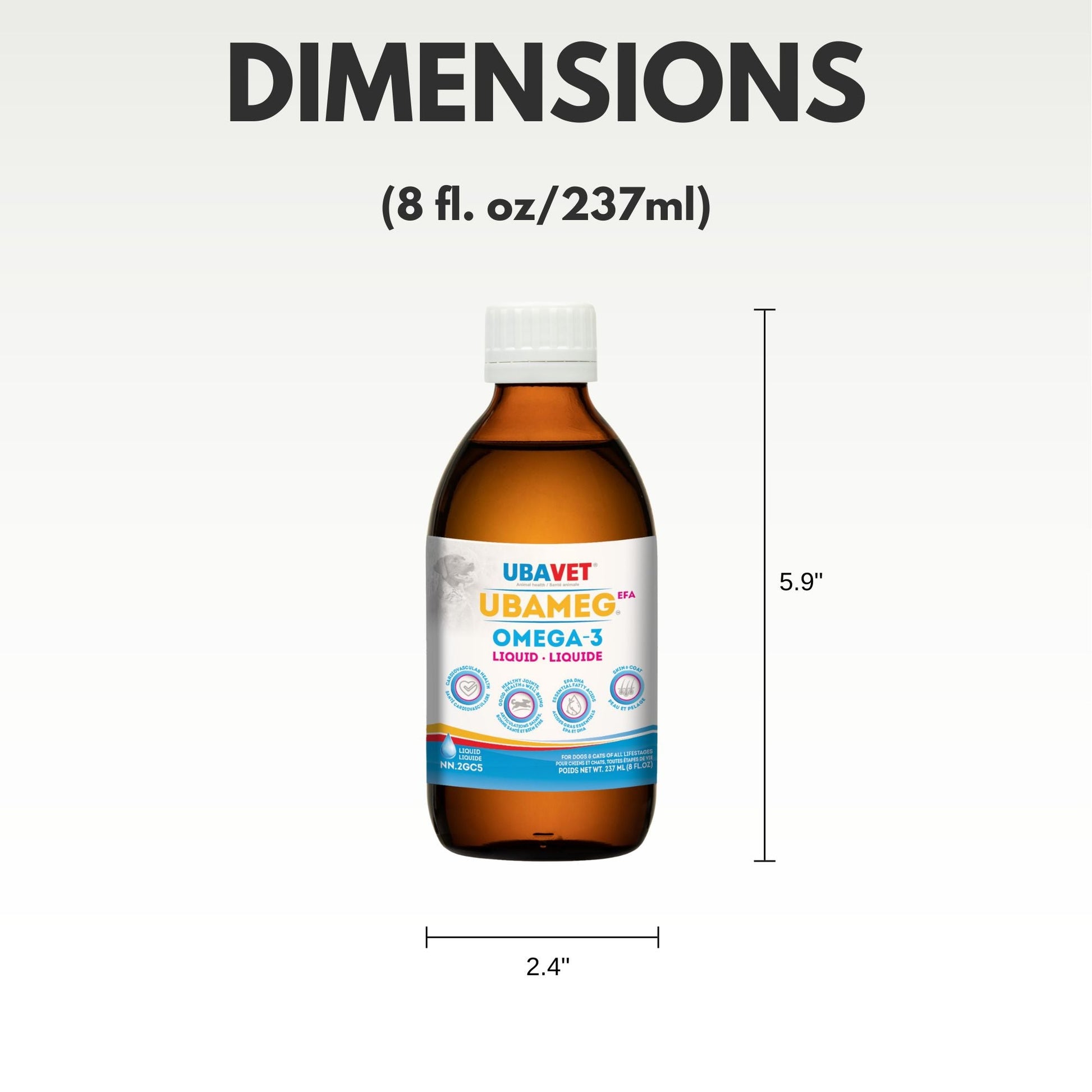UBAVET Ubameg Omega-3 Fatty Acid Liquid for Dogs & Cats –  (8 fl oz / 237ml) - Purrfect Pet Kingdom