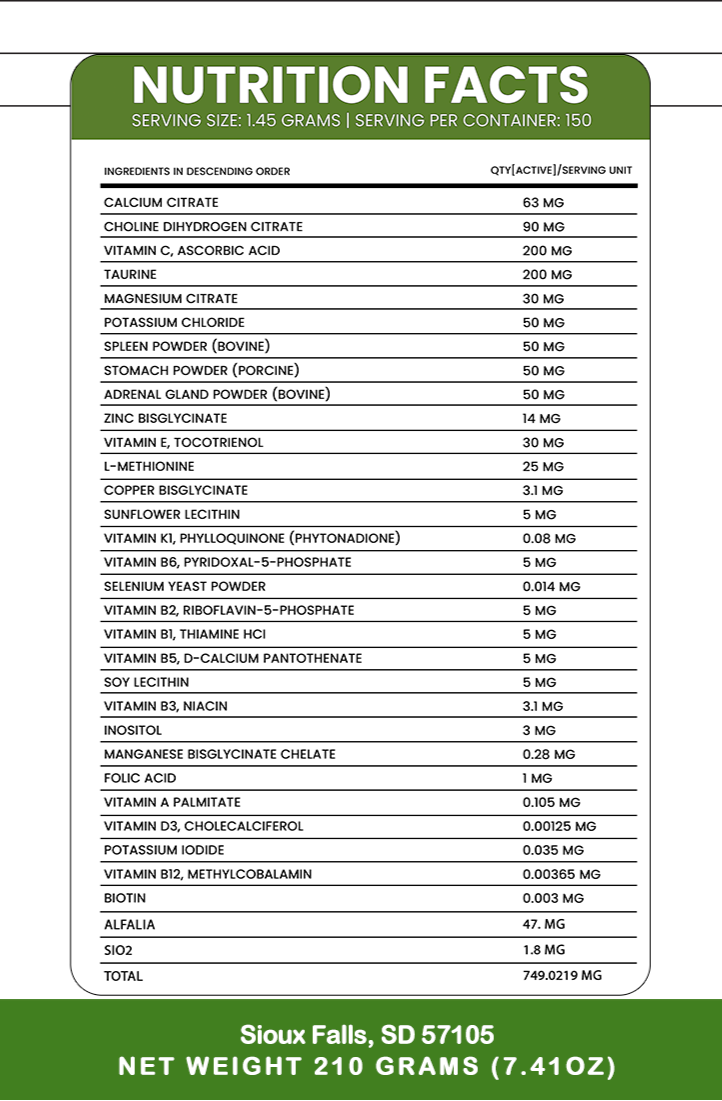 PRE-ORDER Holistic Total Body Support – Multivitamin & Glandular Support for Dogs and Cats