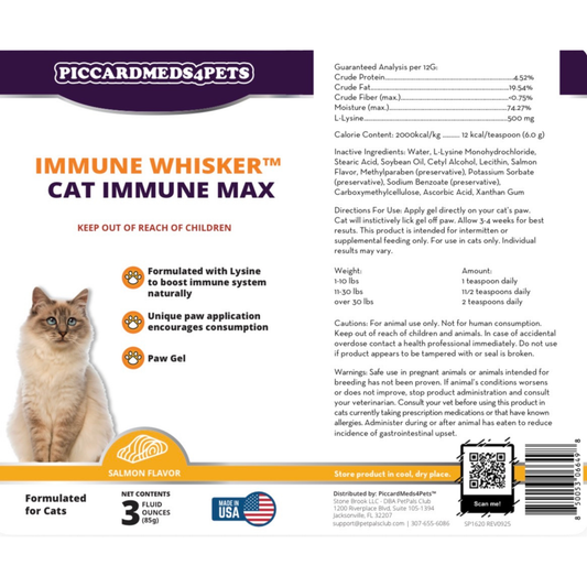 Cat Immune Gel-ImmuneWhisker Max Strength Health Support 3oz