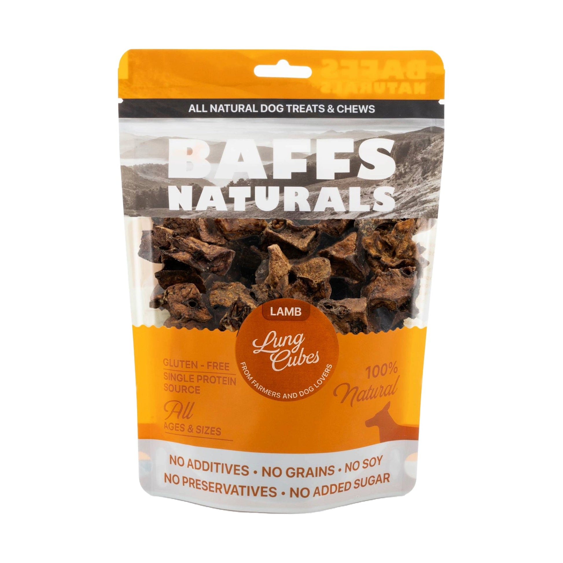 Dog Treats BAFFS NATURALS All-Natural Lamb Lung Cubes 7oz - detail product image for dog treats