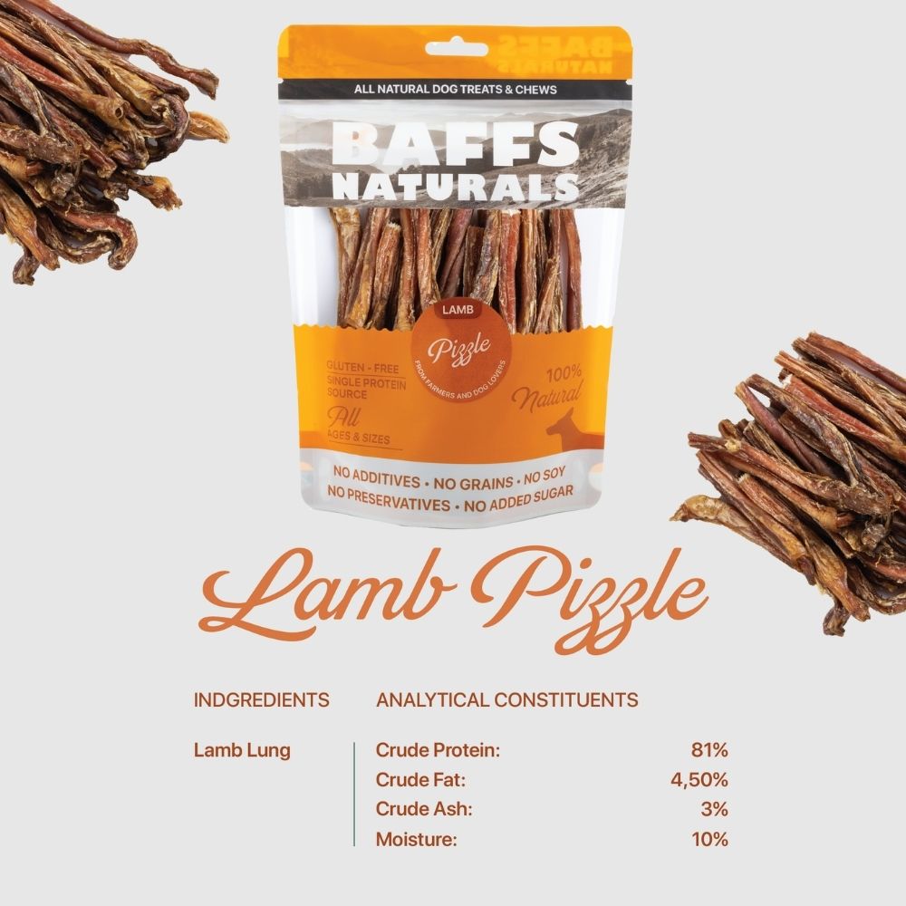 Dog Treats BAFFS NATURALS All-Natural Lamb Pizzle Chews 8oz - gallery product image for dog treats