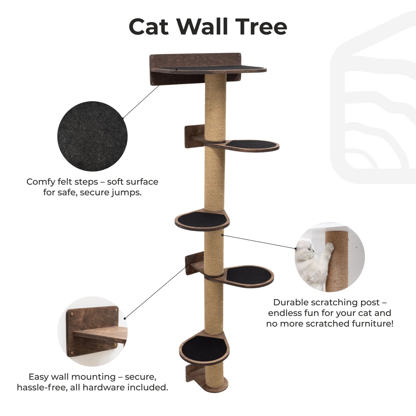 Large Cat Tree – Dark Walnut