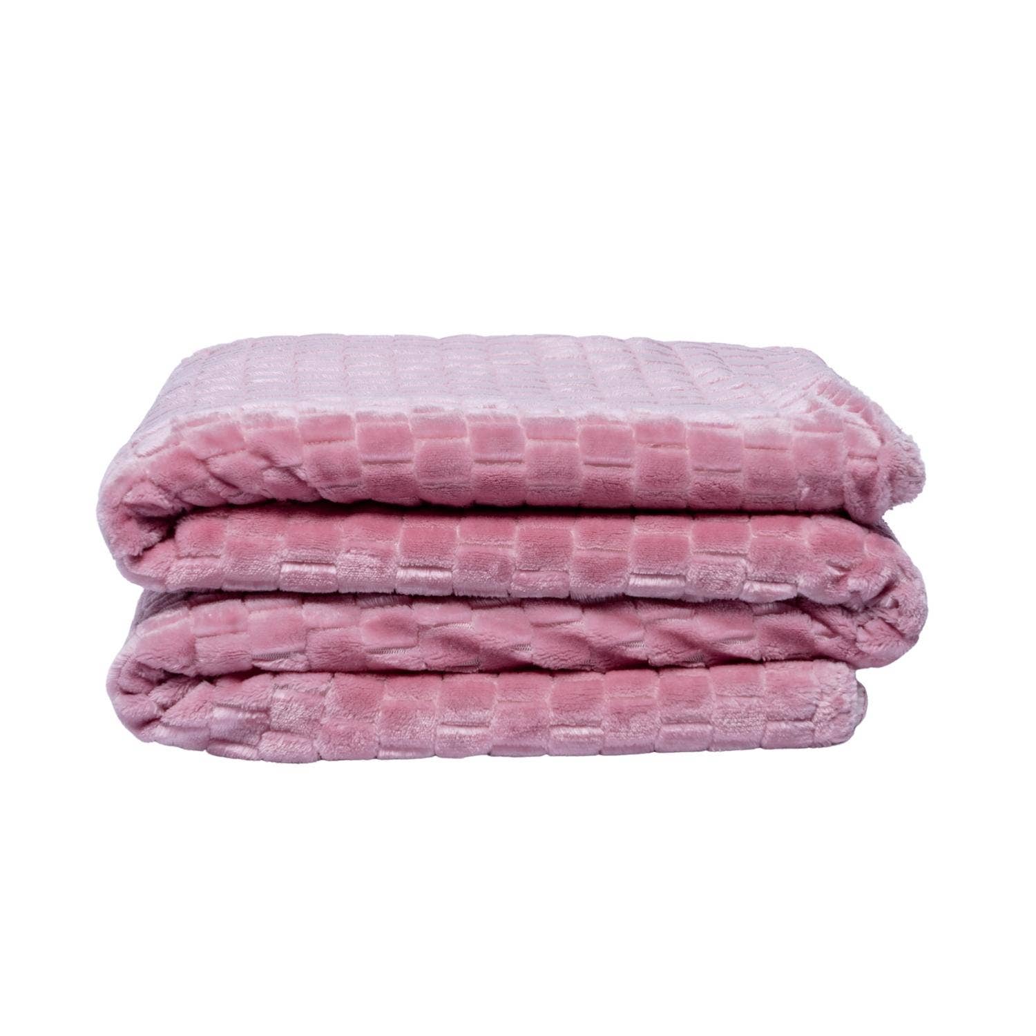 Large cozy pet blanket 50x60 in soft pink fabric, perfect for pets to snuggle and stay warm