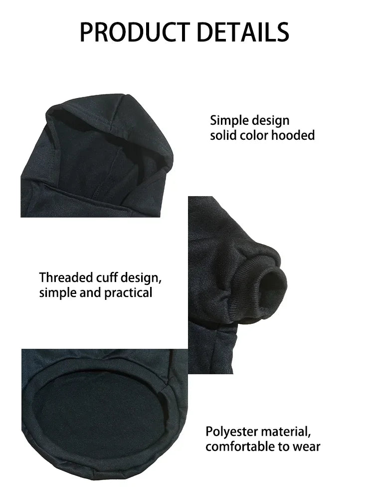 Tail Chasers Large Dog Hooded Sweatshirt in solid color with threaded cuff design for comfort