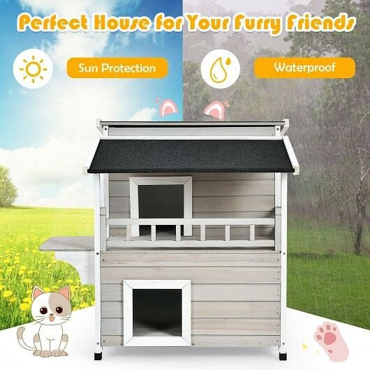 Large outdoor cat shelter weatherproof with sun protection and waterproof design for your furry friends