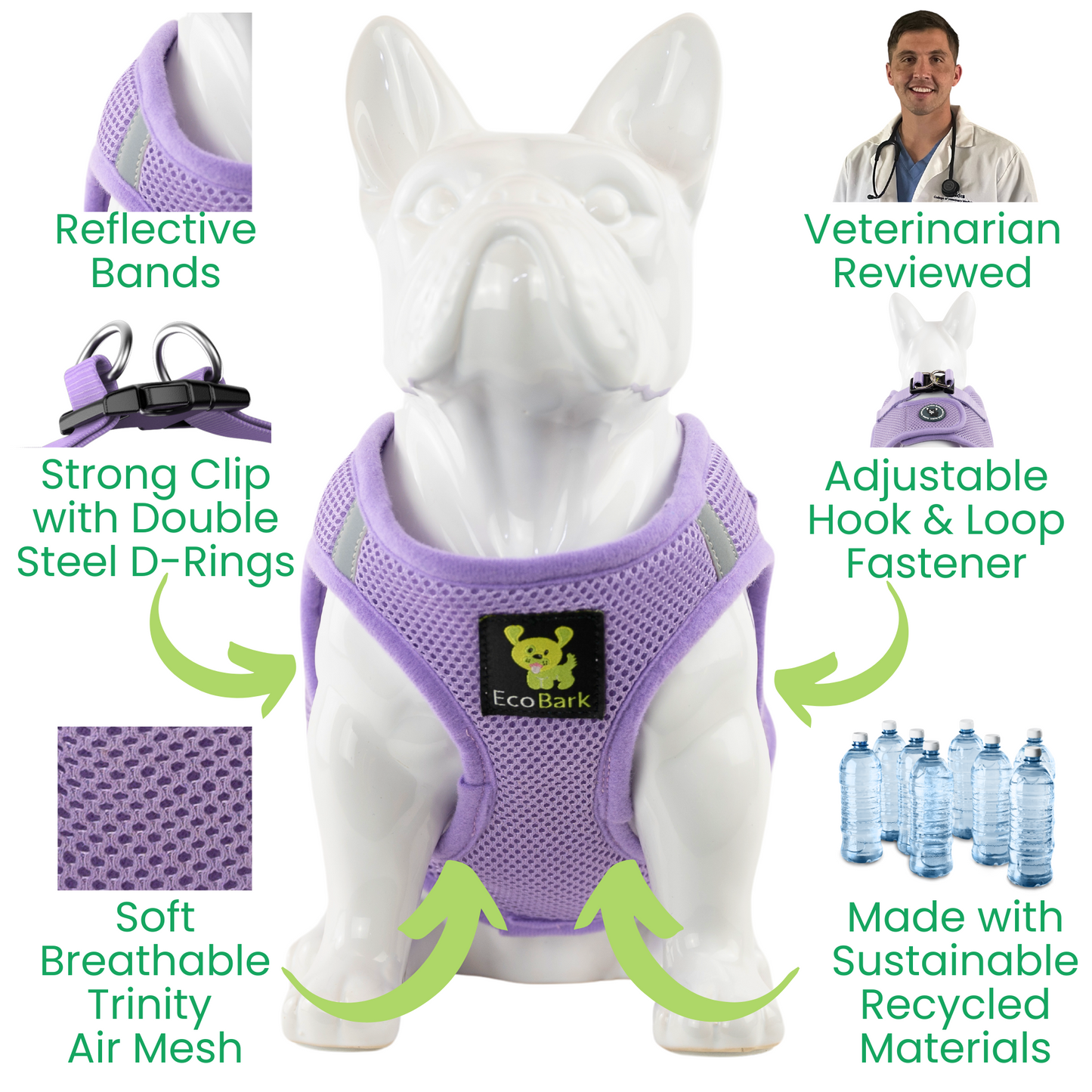 Purrfect Pet Kingdom EcoBark Step In Dog Harness - XXXS to Small Breeds- Reflecti (XL (20 to 26 lbs)) - Premium Dog Harnesses