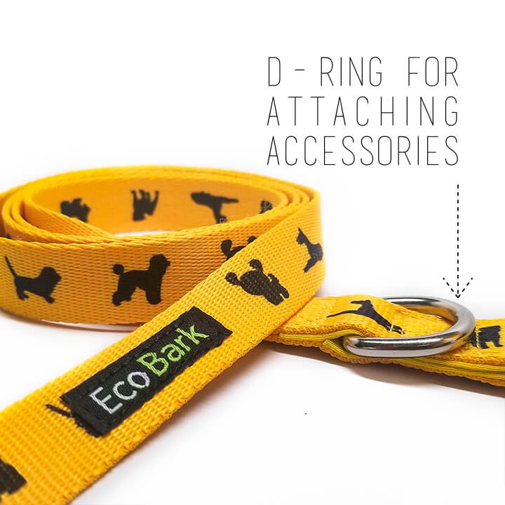 Dog Leash EcoBark Yellow Leash- Padded Comfort Grip Padded - gallery product image for dog leash