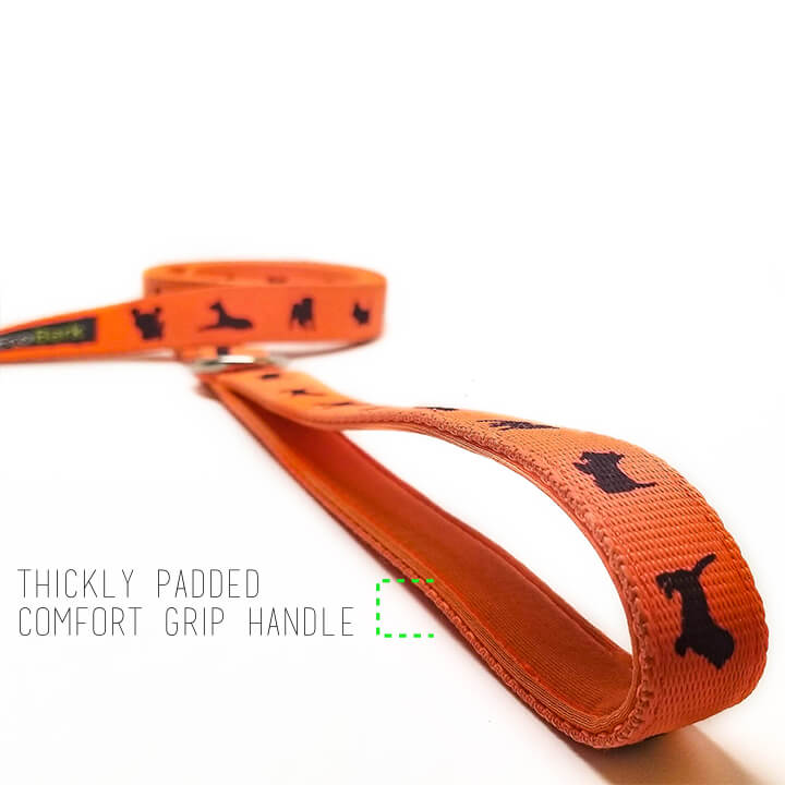 Dog Leash EcoBark Safety Orange Leash- Padded Comfort Grip - gallery product image for dog leash