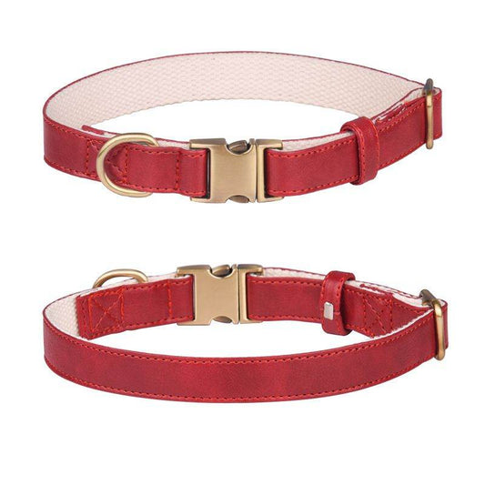 Purrfect Pet Kingdom Red Leather Dog Collar with Brass Buckle S code Leather: black Purrfect Pet Kingdom