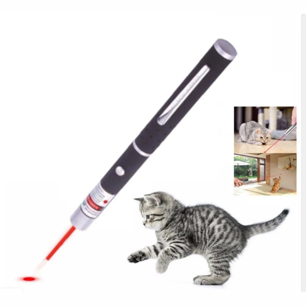 LED Laser Pet Cat Toy by Stevvex, featuring a red dot light, ideal for interactive play with cats and dogs, available in r...