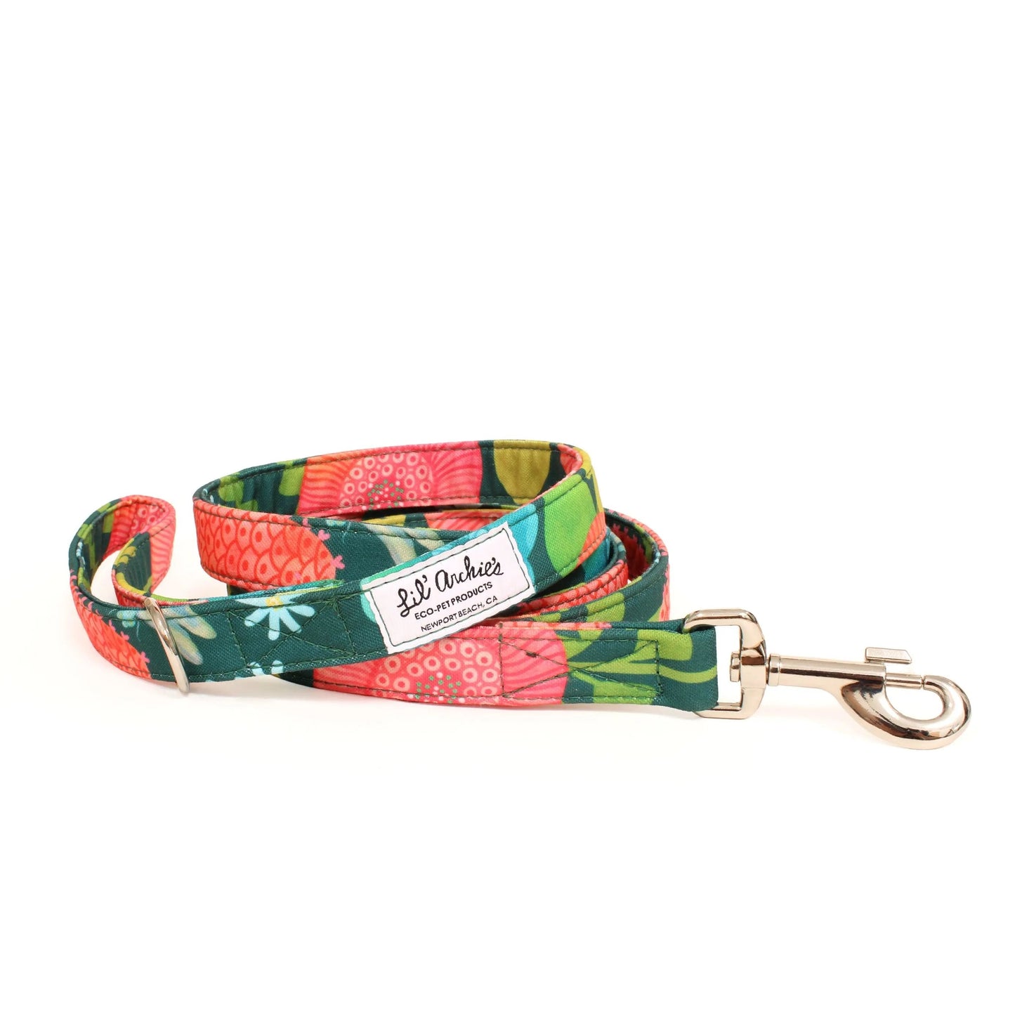 K9 Outdoors patterned dog leash environmentally friendly with vibrant floral design and durable metal clasp