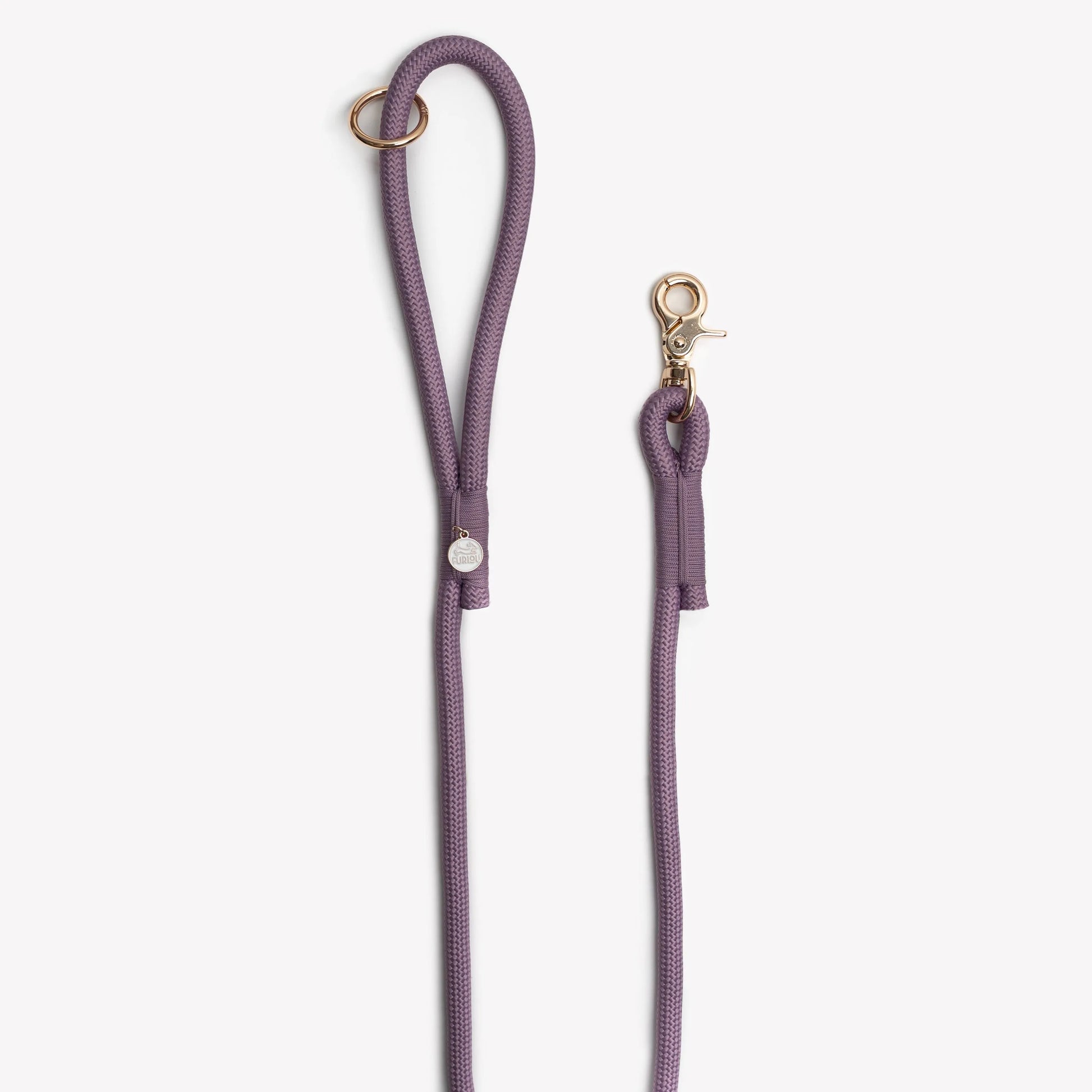 Lilac braided rope leash by FURLOU, perfect for stylish pet walks, featuring a durable design in a vibrant lilac color.