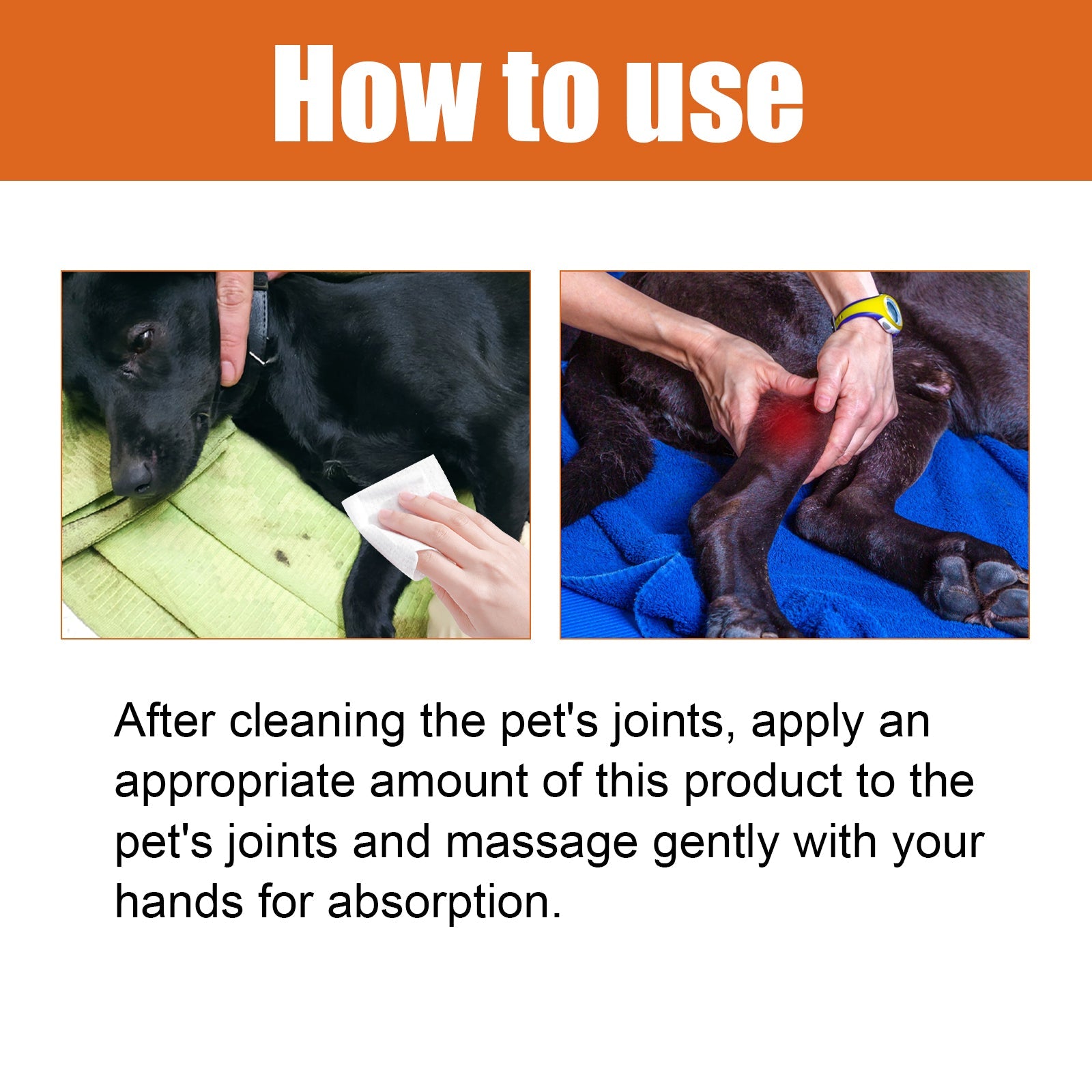 Steps to apply natural pet arthritis treatment with massage for joint support