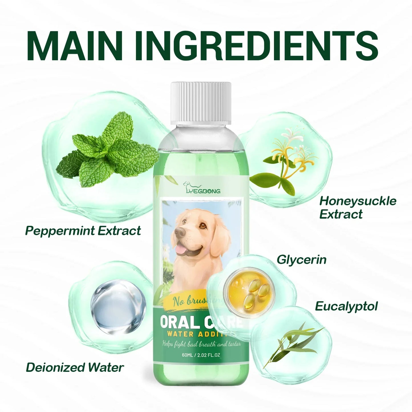 Dog ear and dental cleaning kit featuring peppermint and eucalyptus extracts for fresh breath and clean ears
