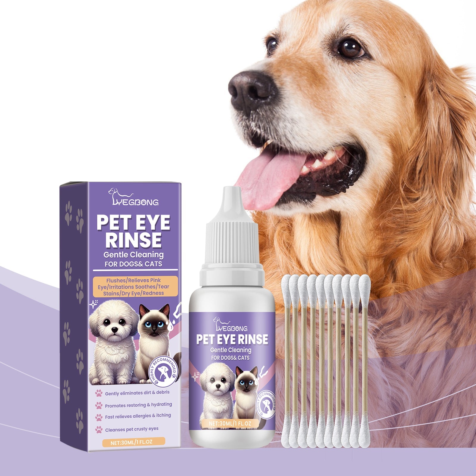 V.I.P Digital Presence Pet Eye Cleaner, a tear stain remover for dogs and cats, for gentle cleaning and clarity