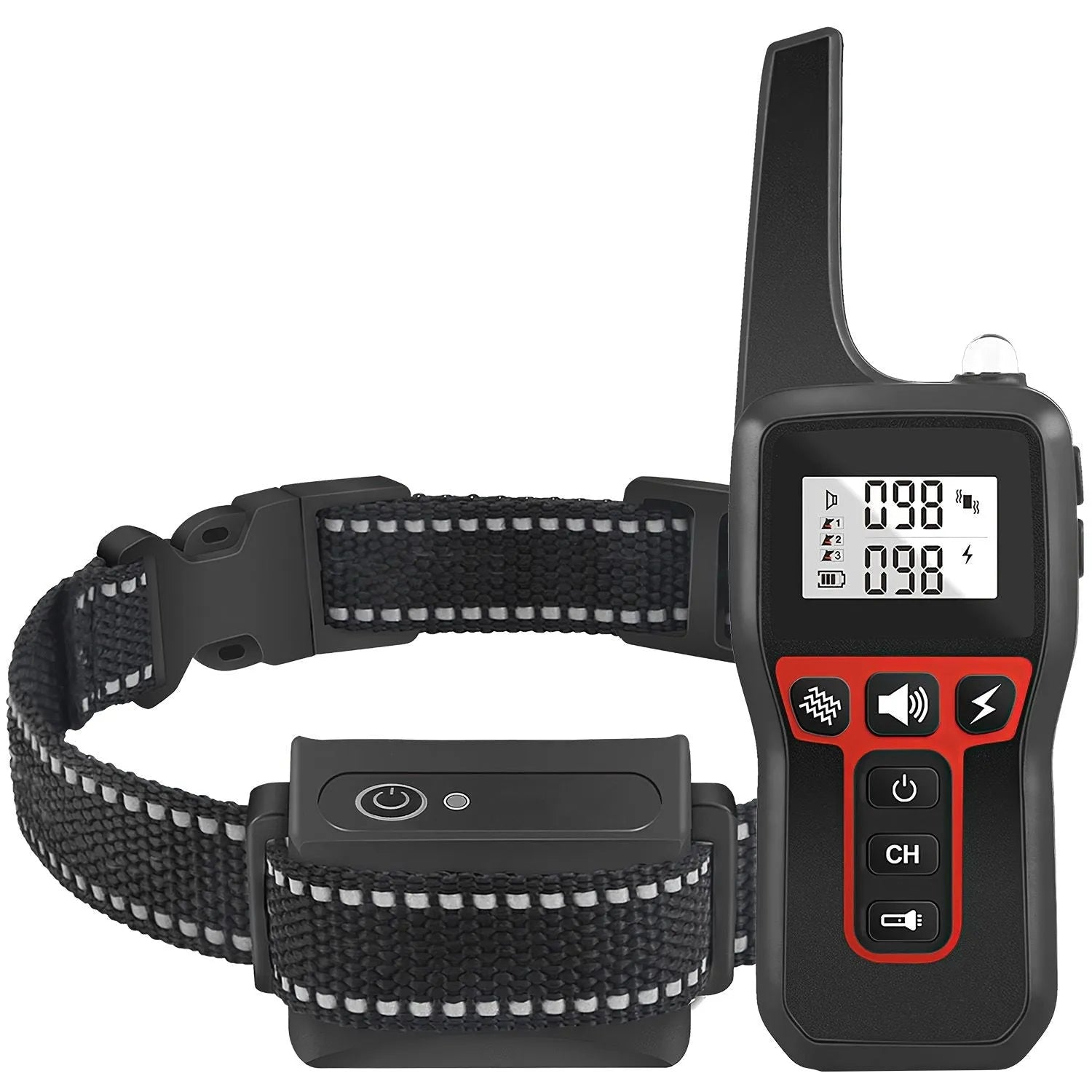 Long-Range Dog Training Collar by Berry Charmz in black, 3280FT waterproof with vibration, beep & shock features.