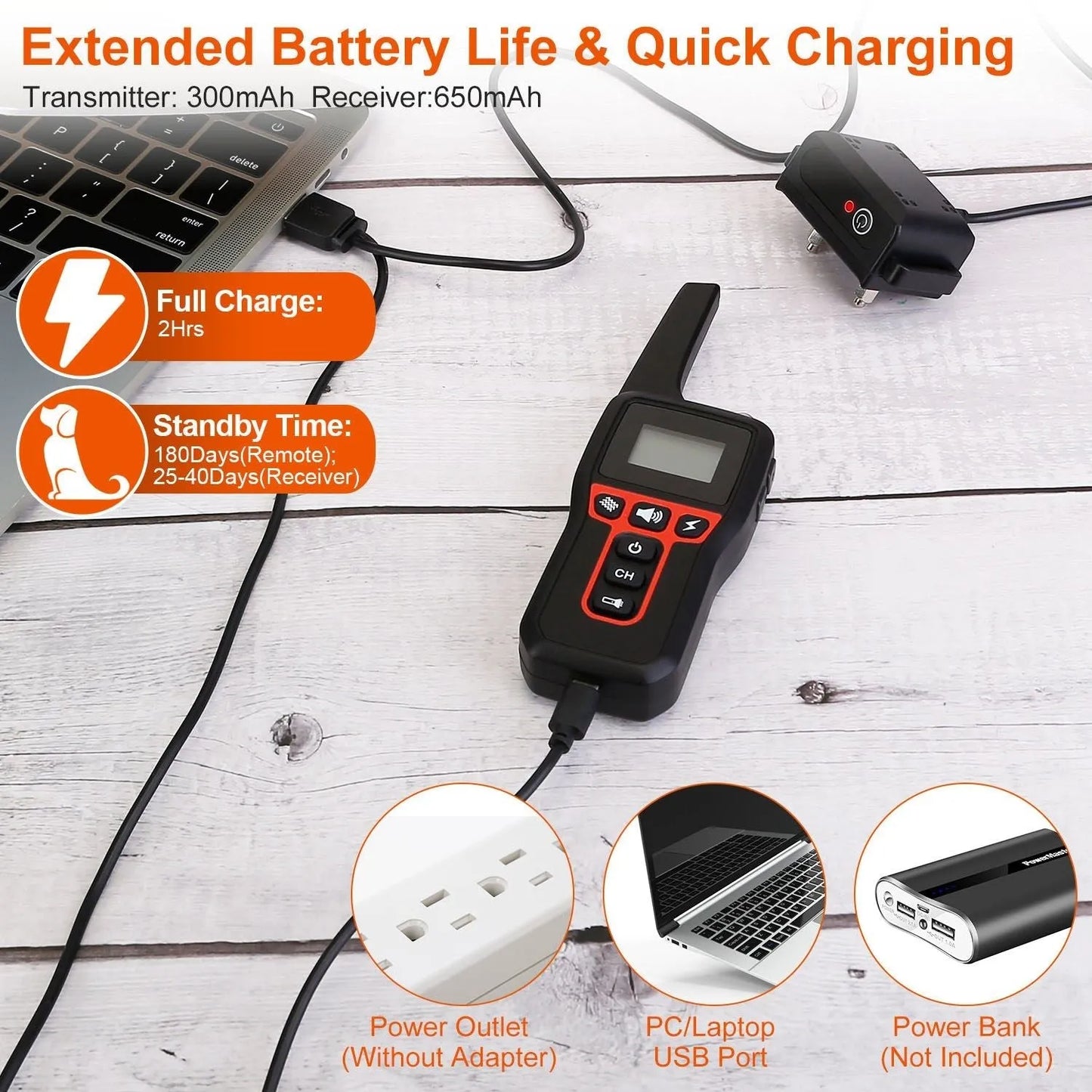 Long-Range Dog Training Collar by Berry Charmz in black, 3280FT waterproof with vibration, beep, and shock features.