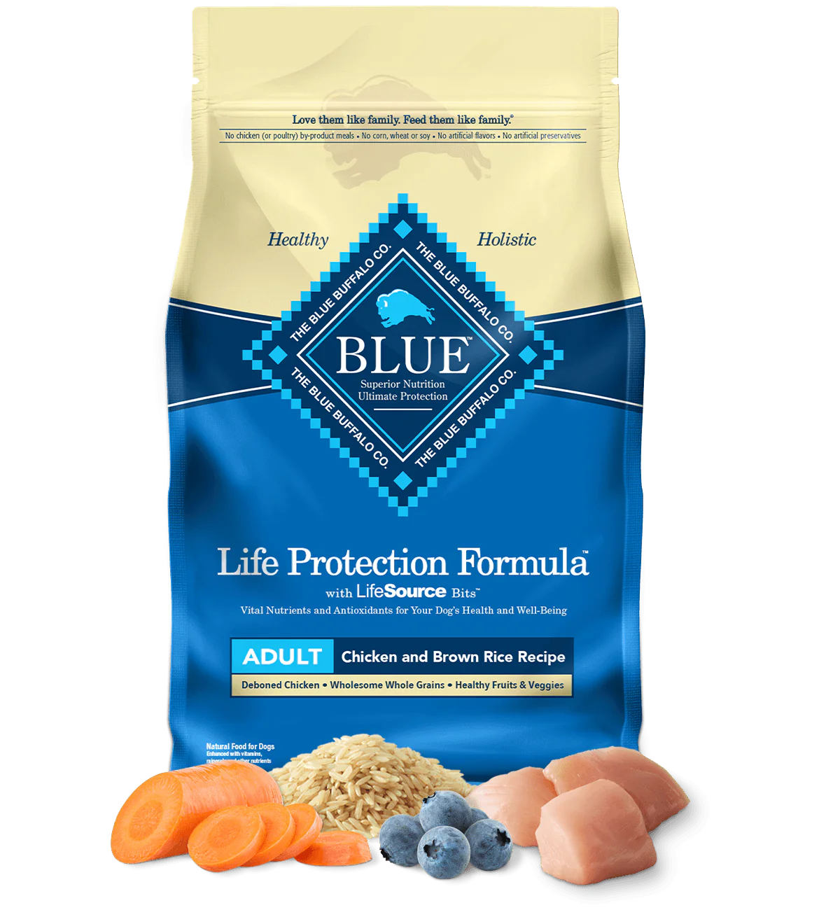 Blue Buffalo Adult Chicken and Brown Rice Dry Dog Food - Blue Buffalo Dry Dog Food - The Family Pet