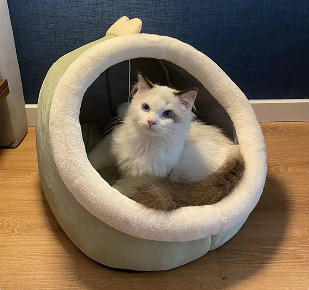 Tail Chasers luxury cat beds for indoor cats featuring a cozy cave design for comfort and security