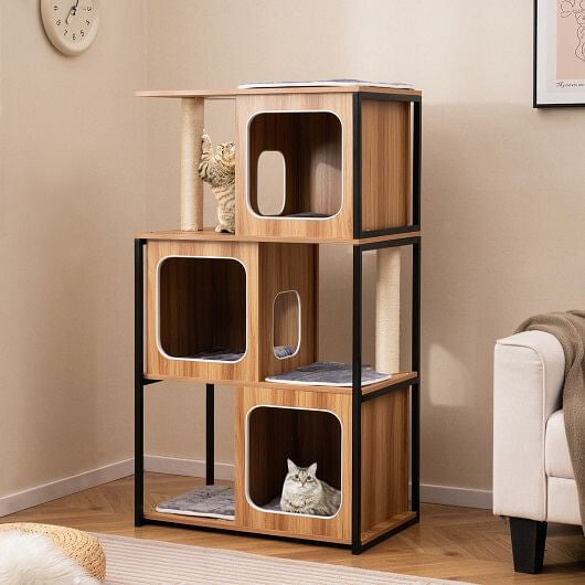 Luxury cat furniture for large cats featuring multi-level design and cozy hideouts for playful felines