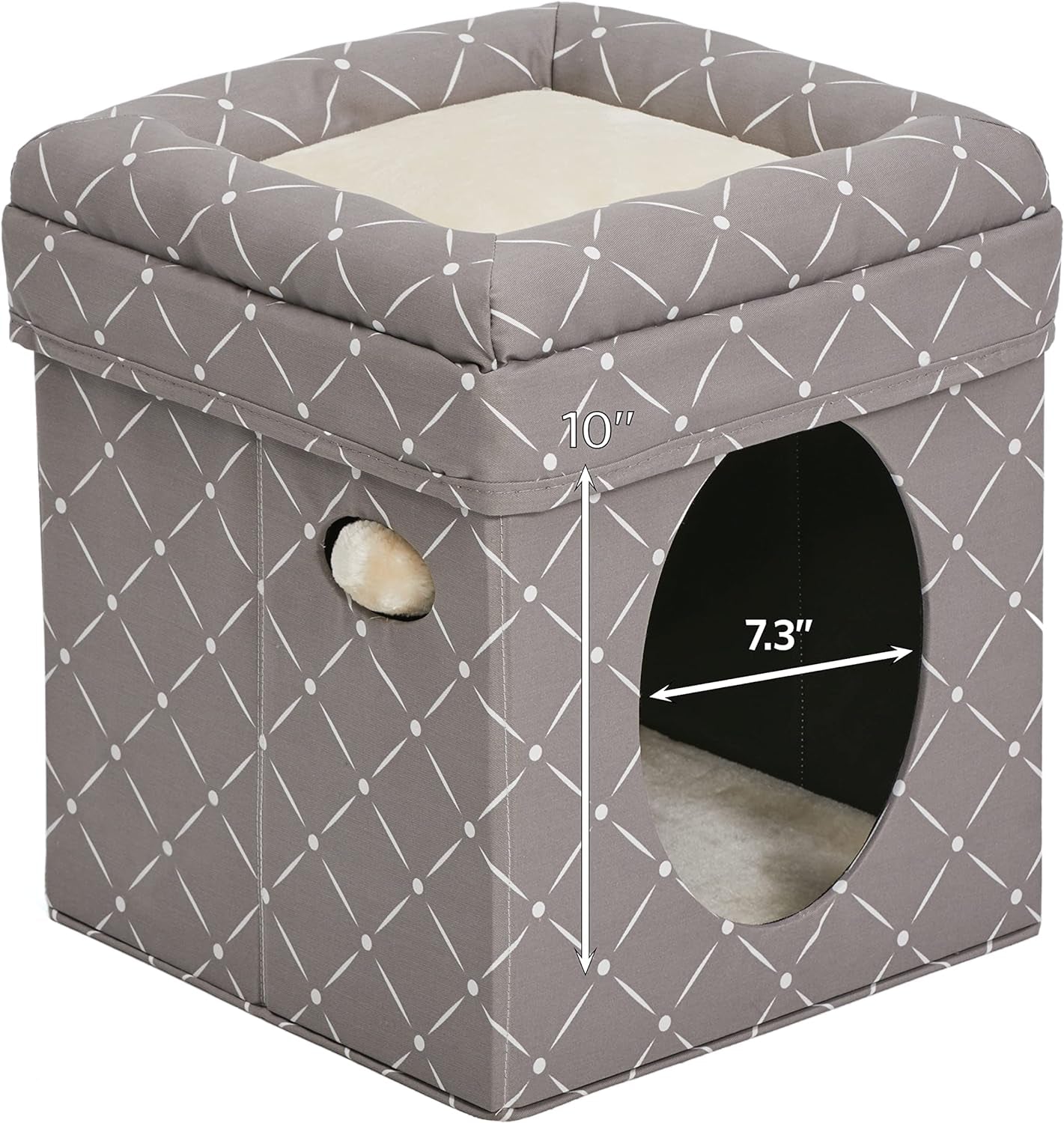 Luxury cat hideaway cube with soft top and cozy interior for feline comfort and play