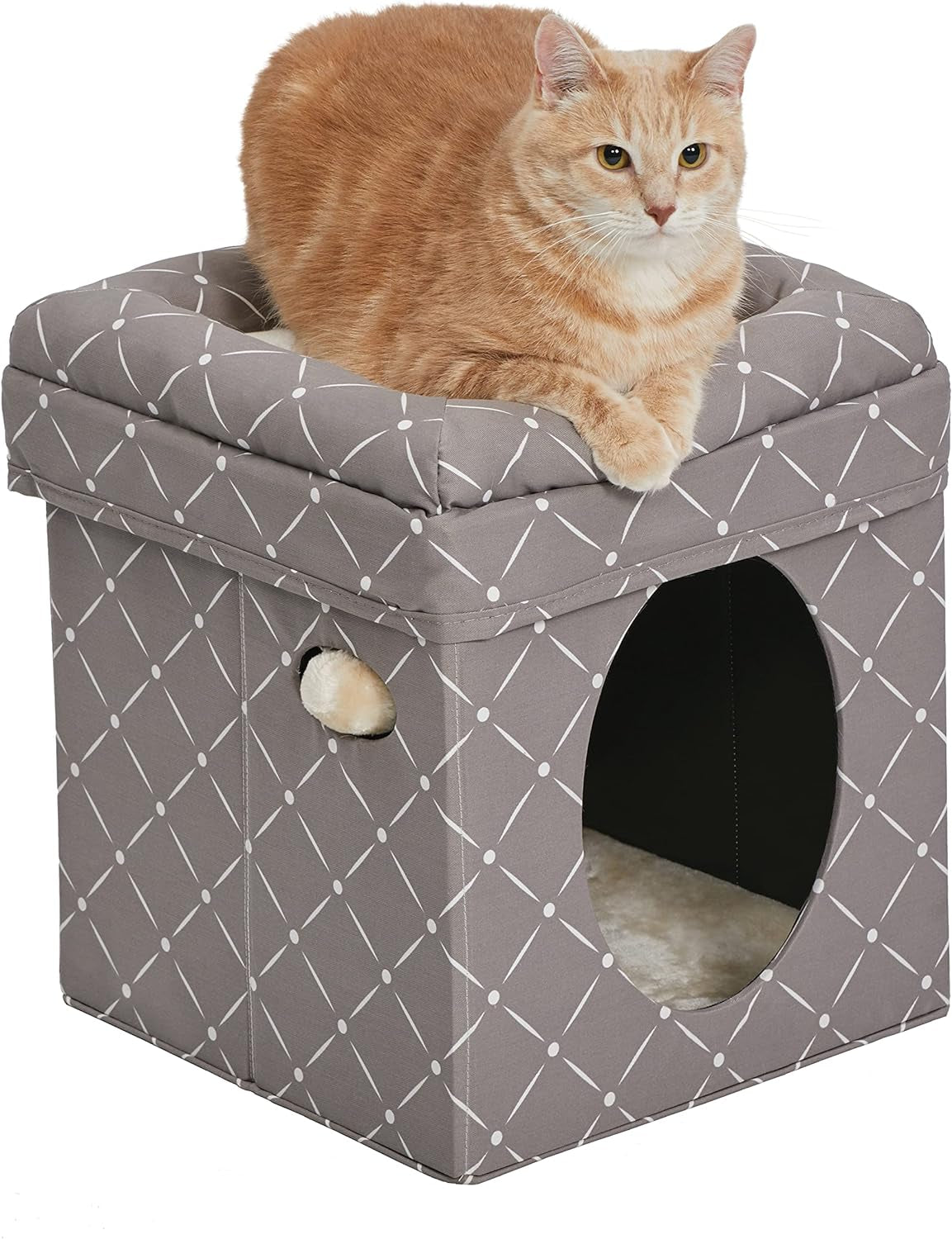 Comfortable luxury cat hideaway cube with soft top and cozy interior for relaxation and play
