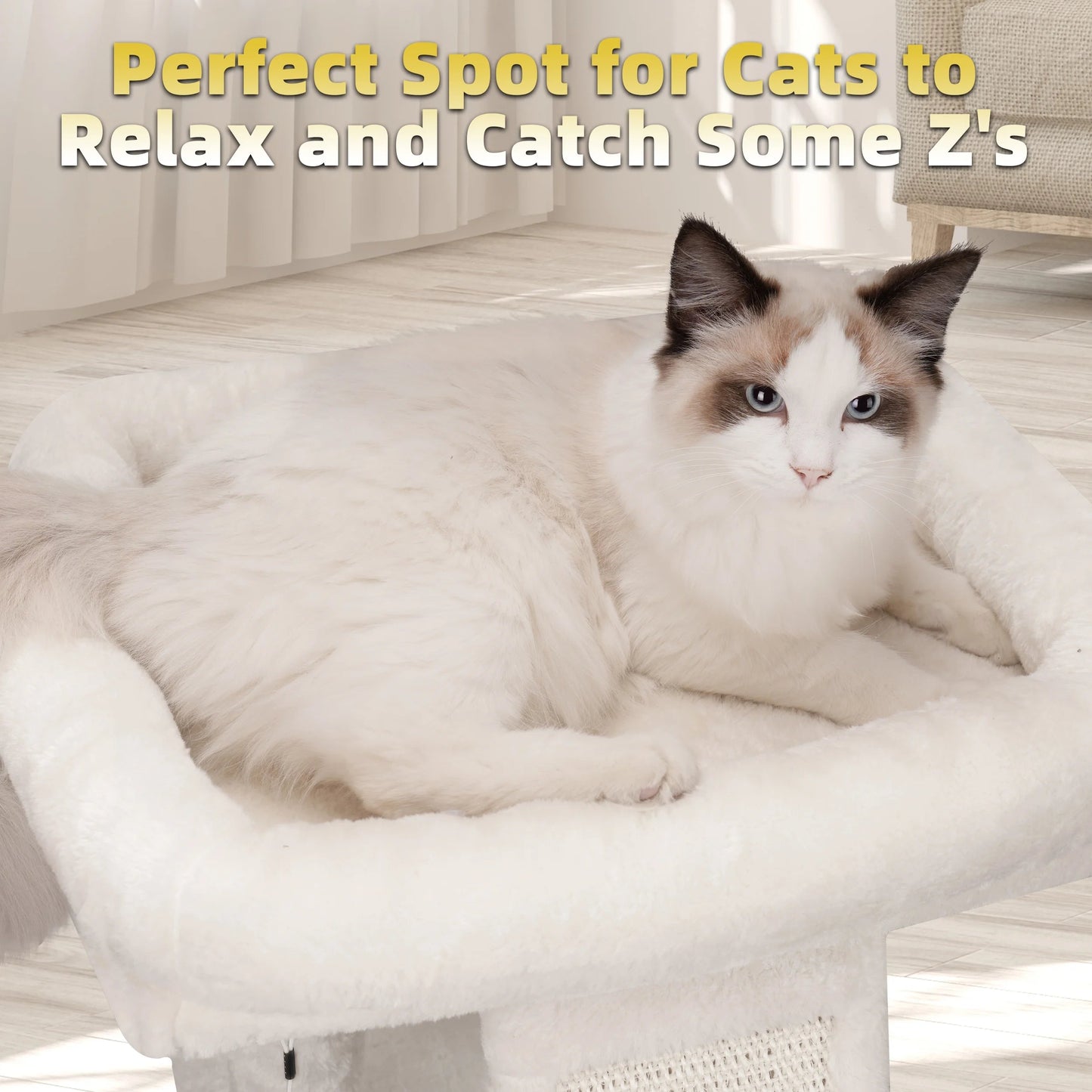 Luxury cat tree for indoor cats featuring a cozy spot for relaxation and rest