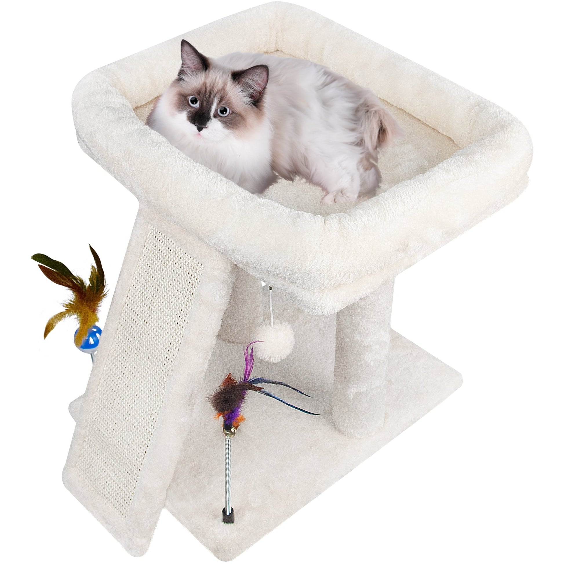 Luxury cat tree for indoor cats with plush bed and scratching post for active playtime