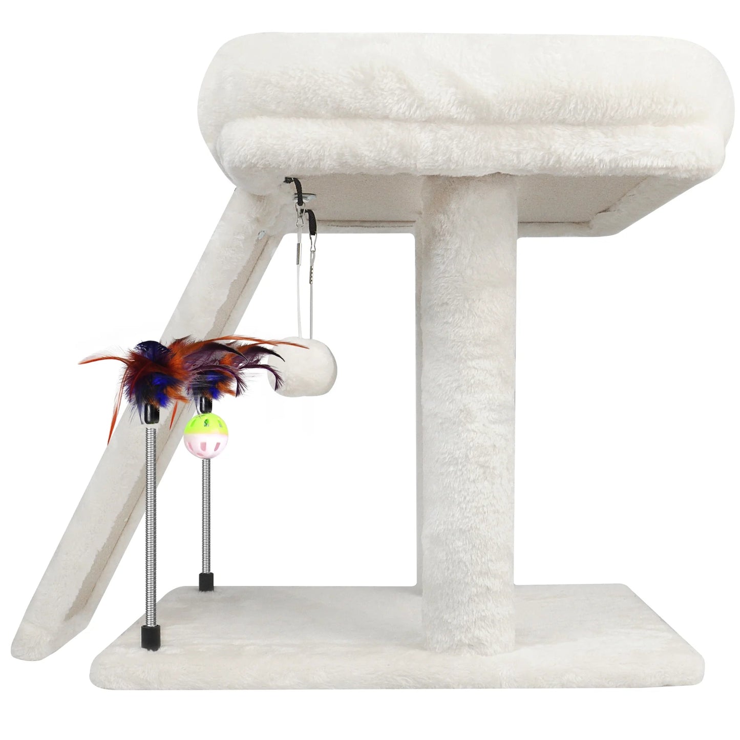 Luxury cat tree for indoor cats with plush surfaces and interactive toys for playful pets
