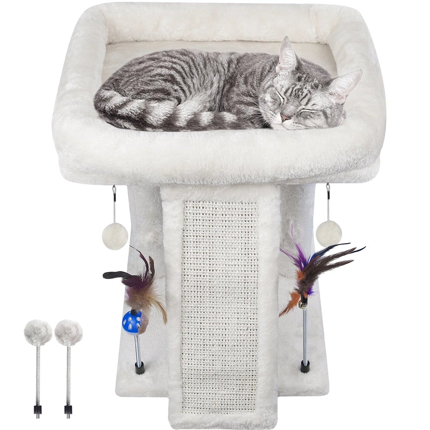 Luxury cat tree for indoor cats with plush bedding and interactive toys for playful felines