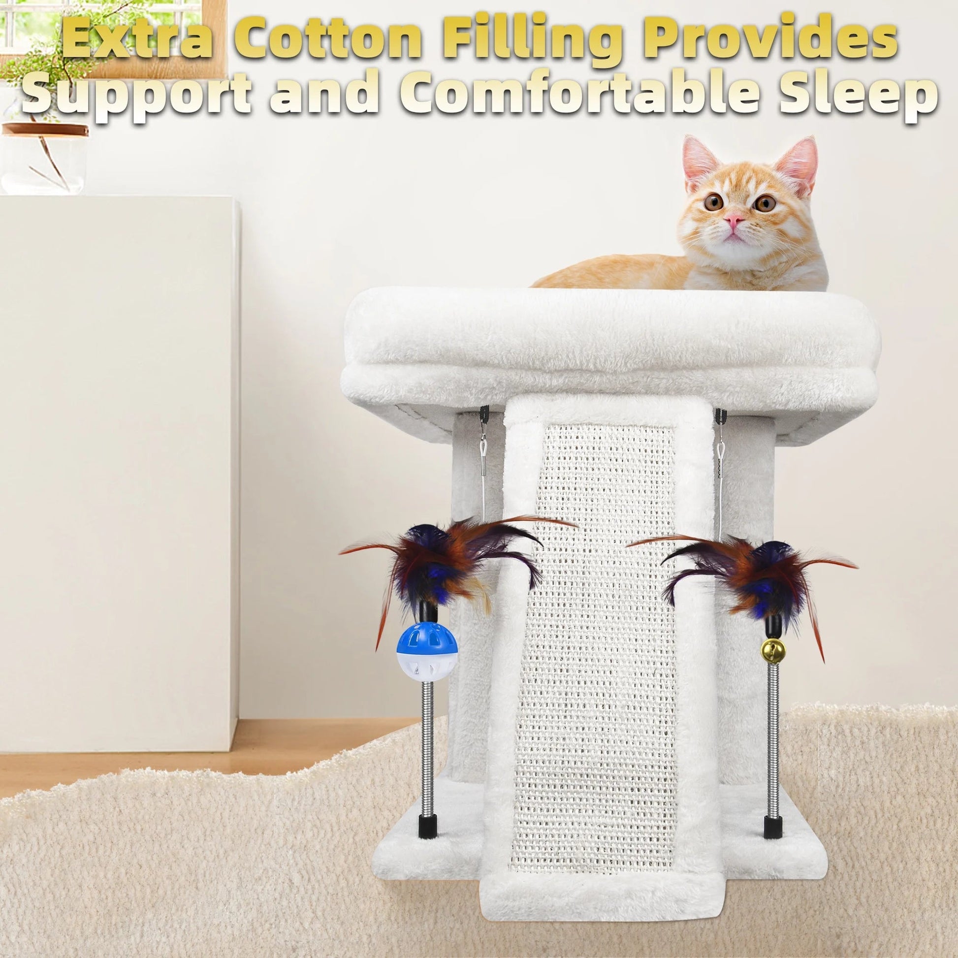 Luxury cat tree for indoor cats with extra cotton filling for support and comfortable sleep