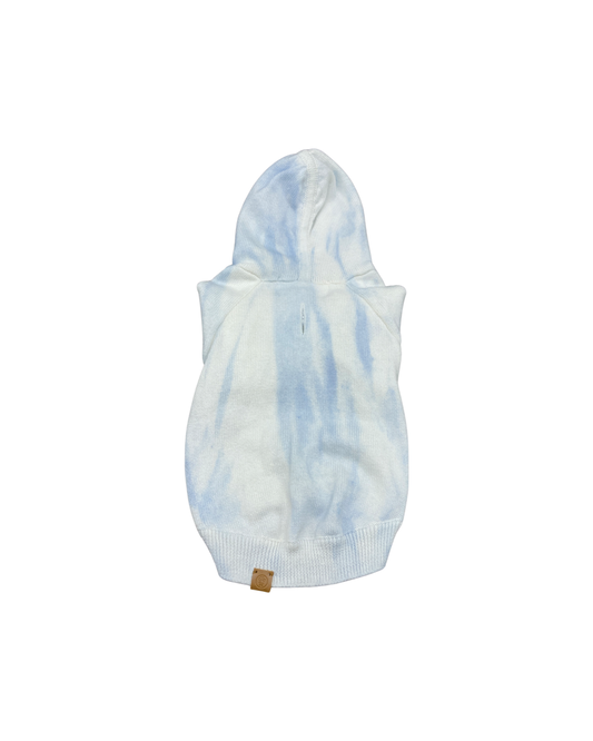 BESPOKE PAWS luxury pet hoodie for dogs in light blue tie-dye pattern for stylish comfort