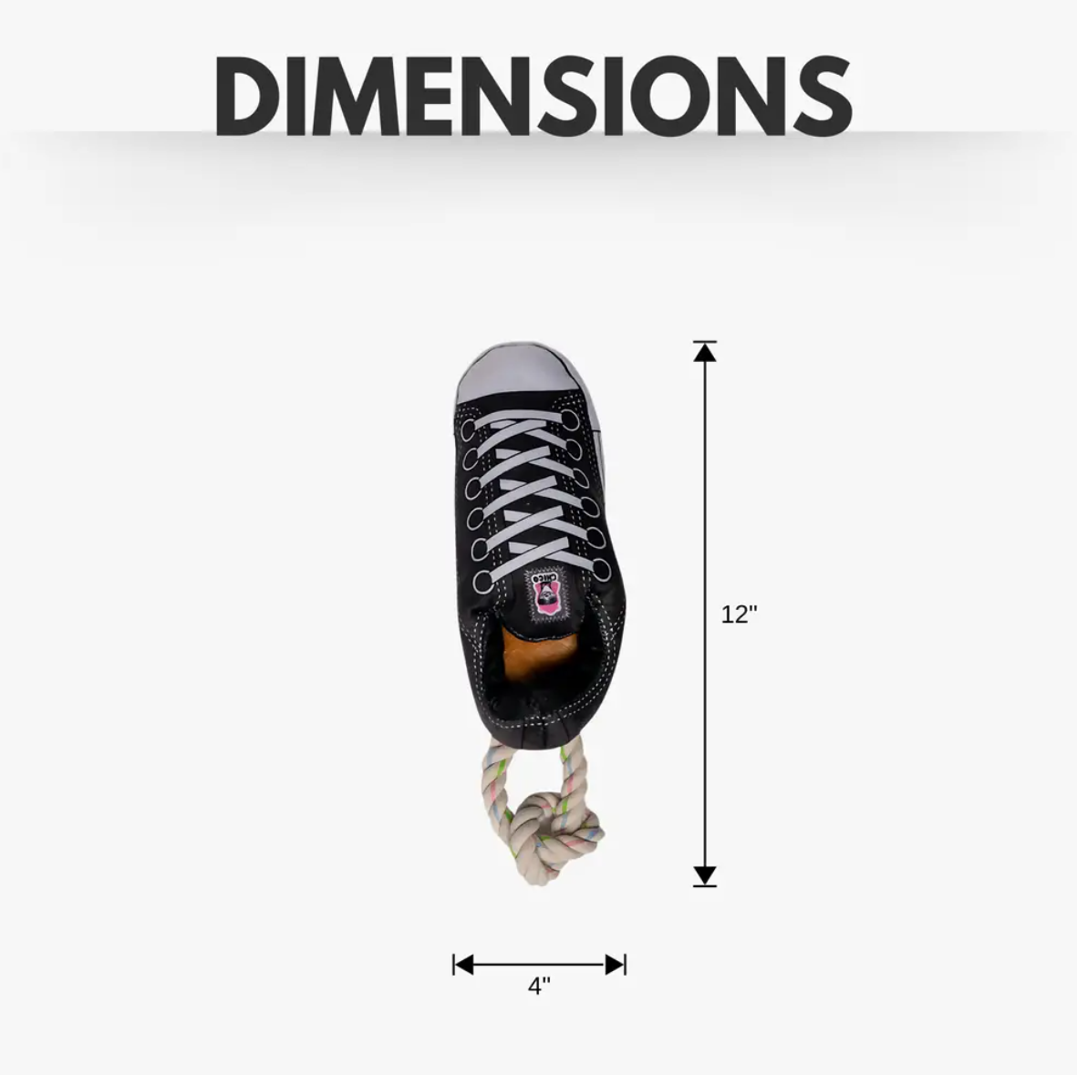 Luxury squeaky dog toy for chewers designed like a sneaker with durable rope for playtime fun