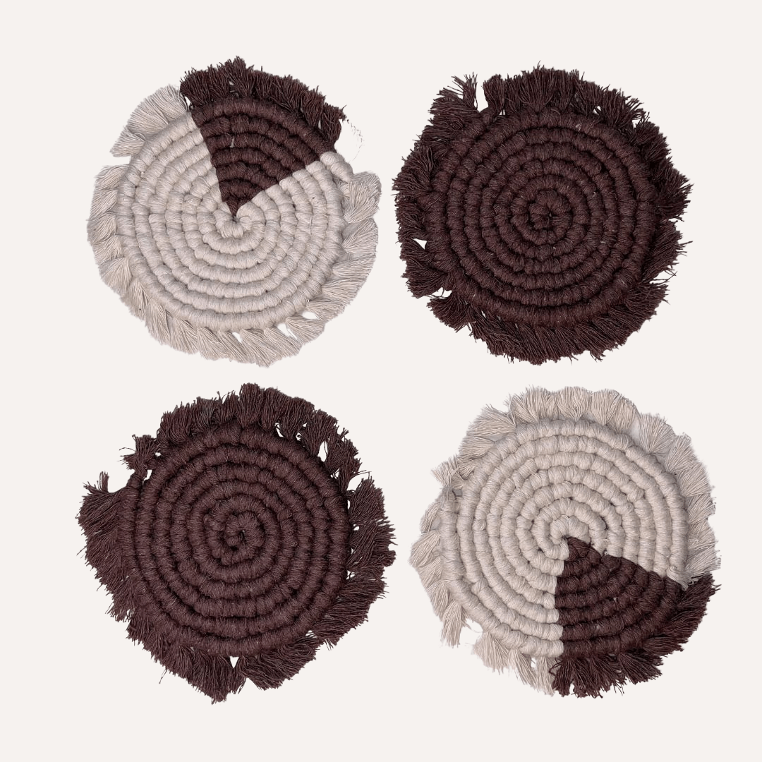 Handmade Macrame Coasters | Set of 4 Boho Drink Mats - Purrfect Pet Kingdom