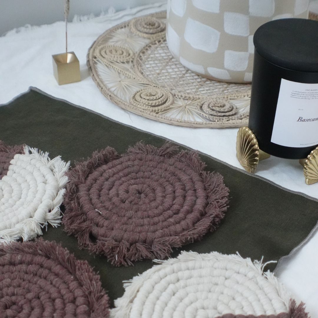 Handmade Macrame Coasters | Set of 4 Boho Drink Mats - Purrfect Pet Kingdom