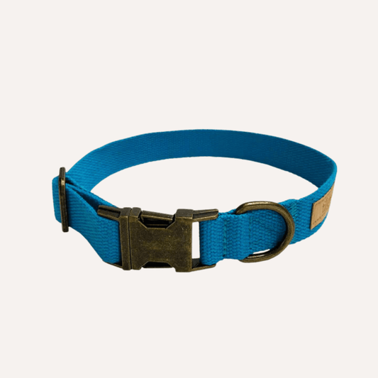 Malibu Sunset Sustainable Hemp Cotton Adjustable Dog Collar– Durable & Soft - Collars + Leashes - Tilley + Me - Blue Crush - Small - TMP0010 - colr - blu