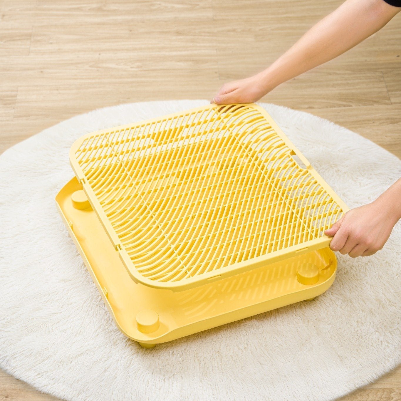 MangoPets Cat Litter Mat in yellow, designed as the best mat for cat litter box, easy to clean