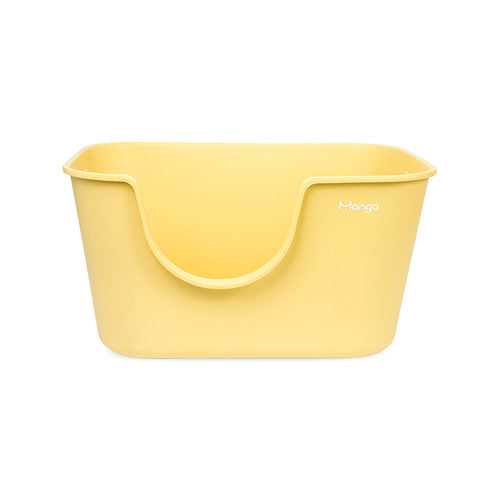 Butter colored litter box for cats by MangoPets with a sleek and modern design