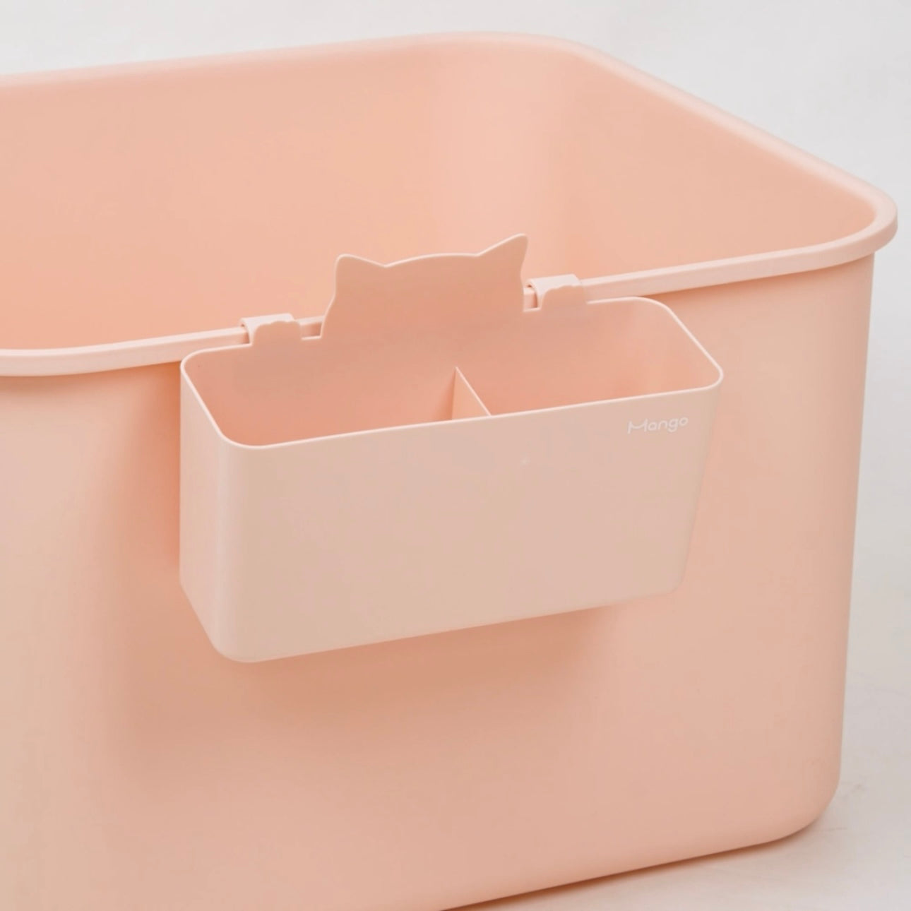 MangoPets Cat Litter Mat with Integrated Cat Litter Box Storage Bin in Soft Pink Color