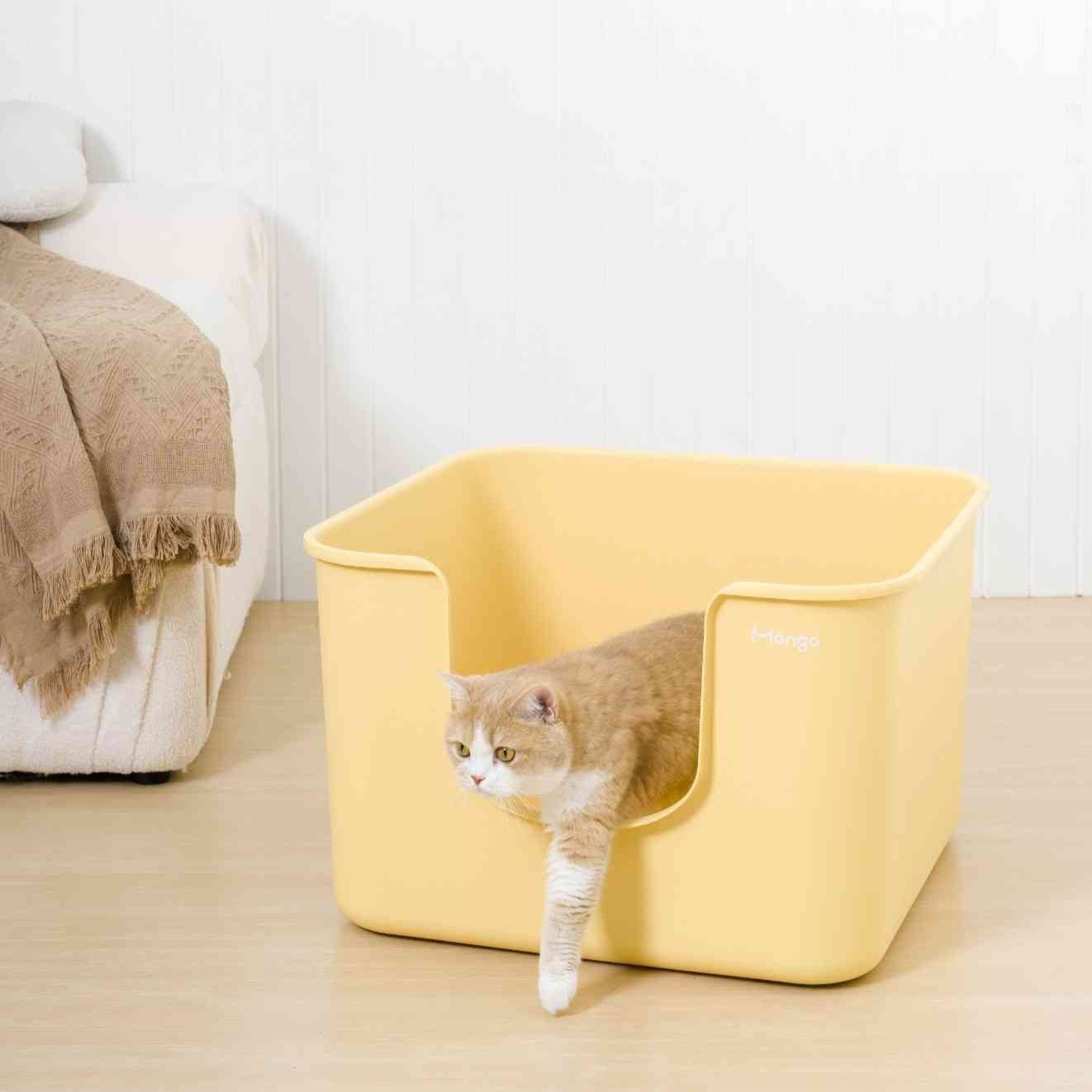 Mango color jumbo litter box perfect for large cats with a spacious design and easy access