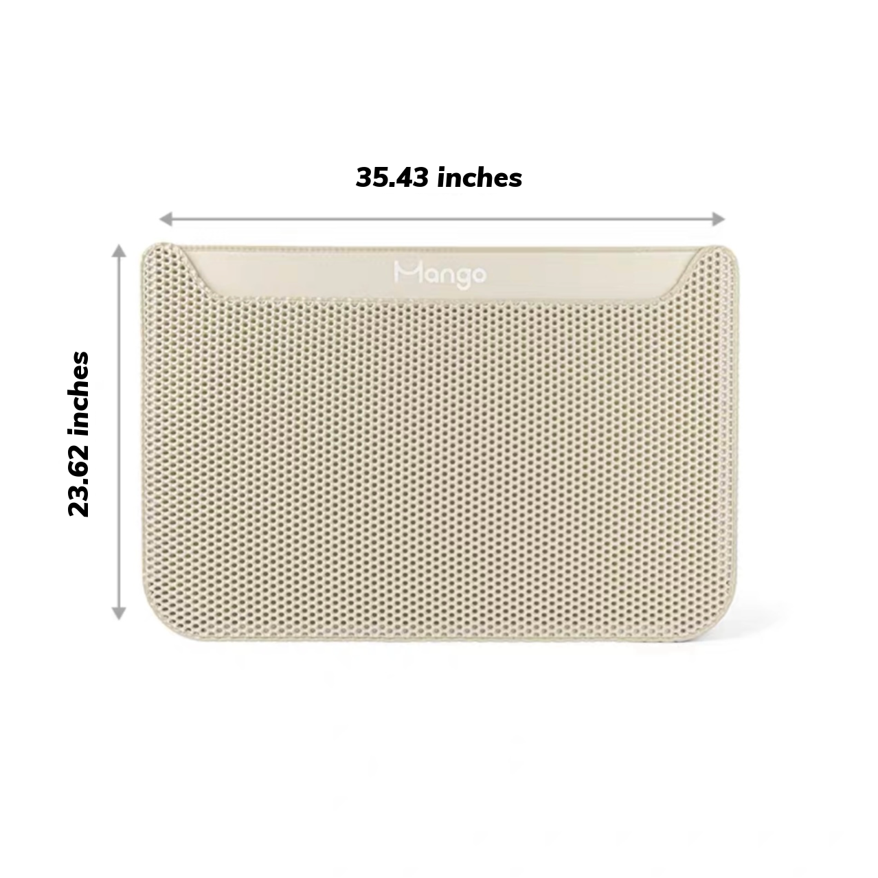 MangoPets EVA cat litter mat for odor control, measuring 35.43 by 23.62 inches, designed to trap litter effectively