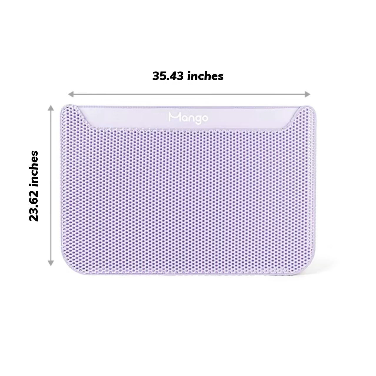 MangoPets EVA cat litter mat for odor control with dimensions 35.43 x 23.62 inches in lavender color