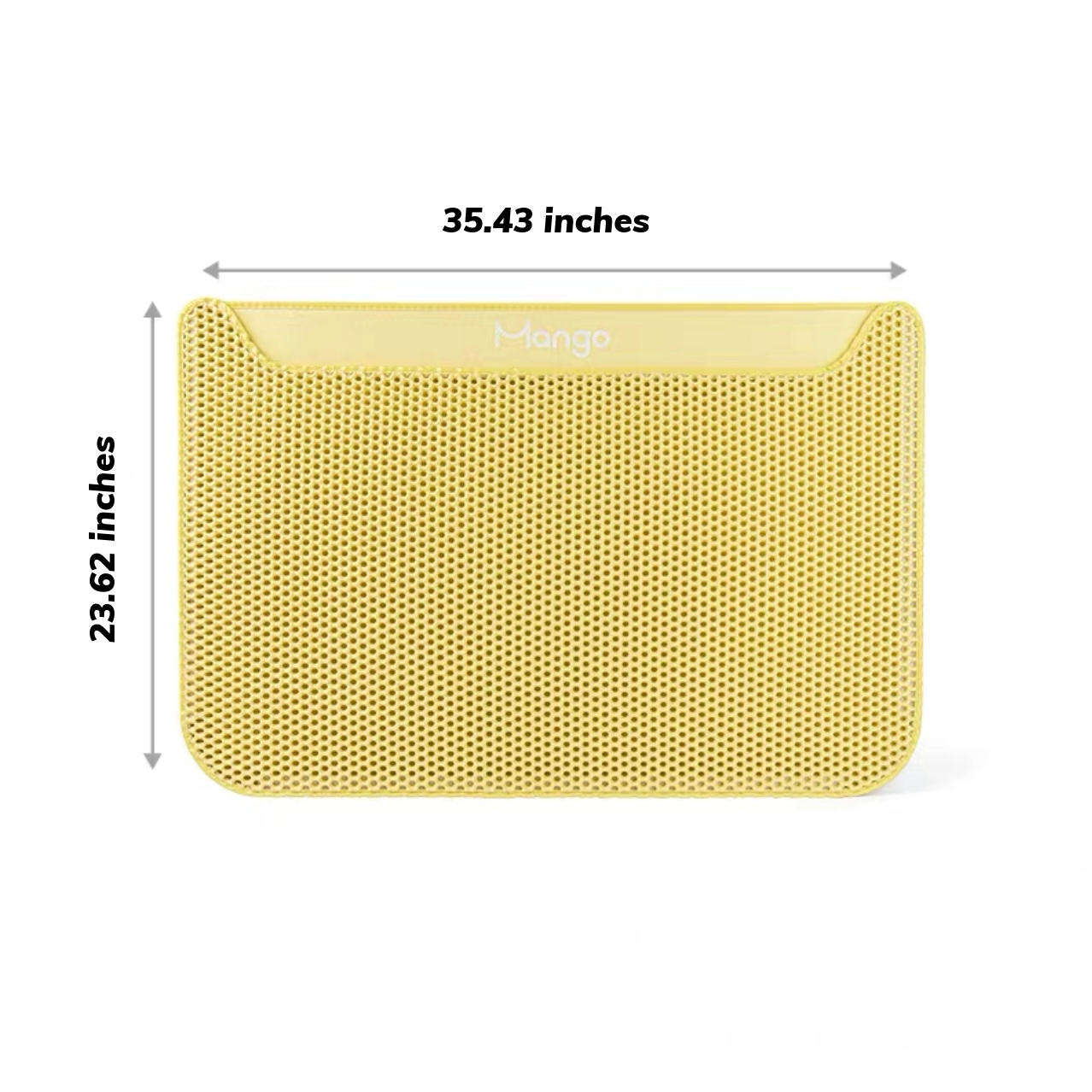 MangoPets EVA cat litter mat for odor control with a textured surface measuring 35.43 by 23.62 inches