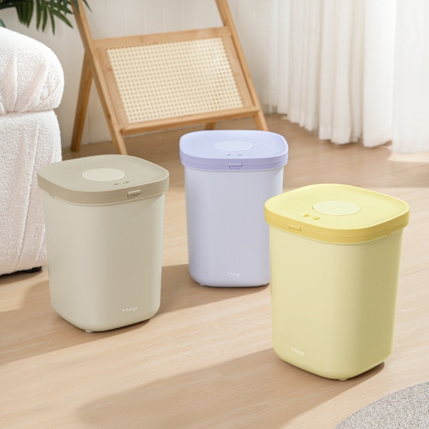 MangoPets large capacity dog food container in three colors for stylish pet food storage